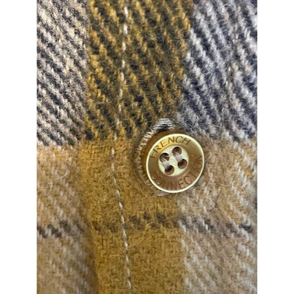 FRENCH CONNECTION Caty Checked Shacket Gold Wool Women’s Large - Picture 6 of 8
